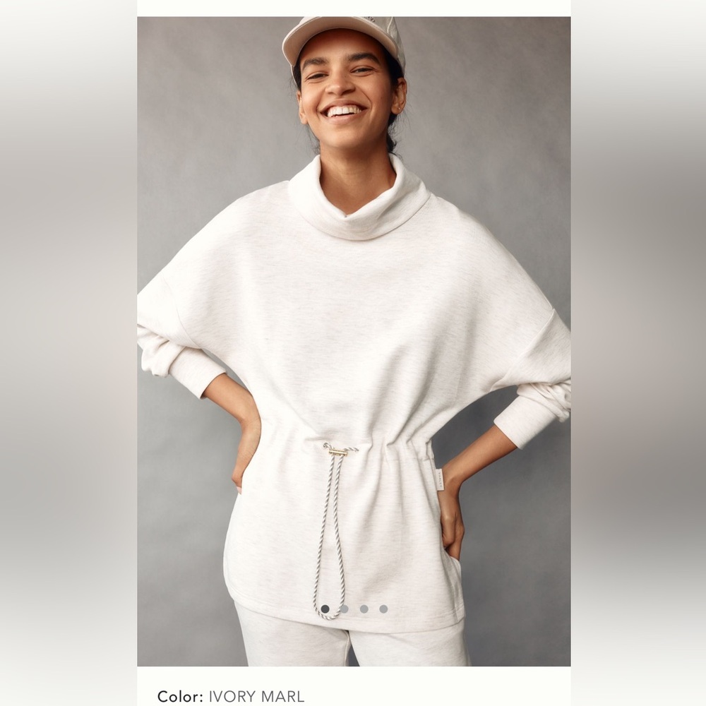 Varley Cinched Waist Sweatshirt ivory marl size L